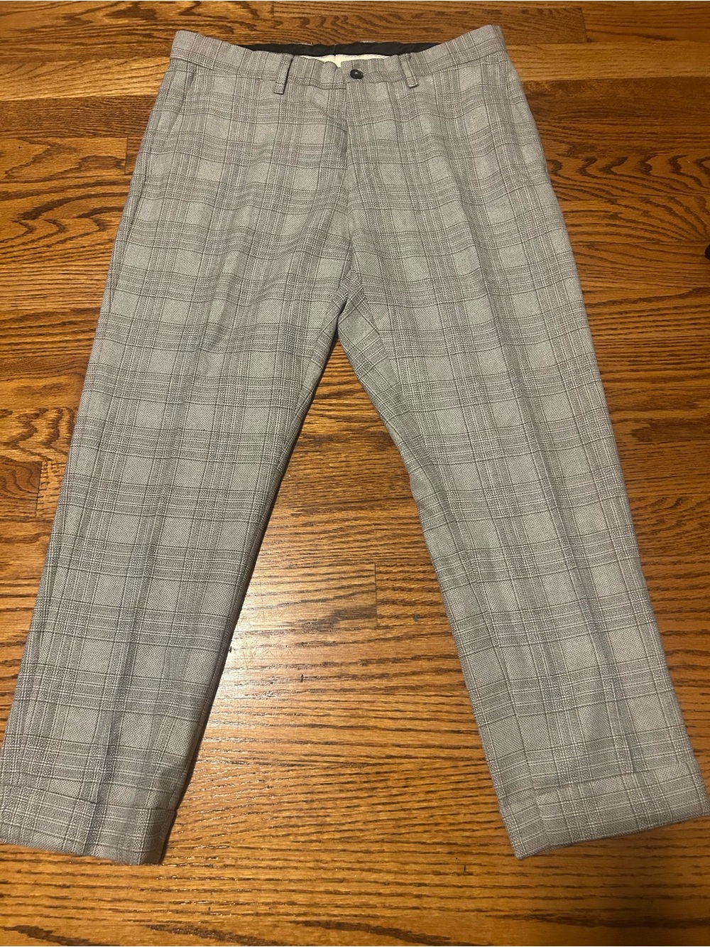 Zara Men's Light Gray Plaid Dress Pants